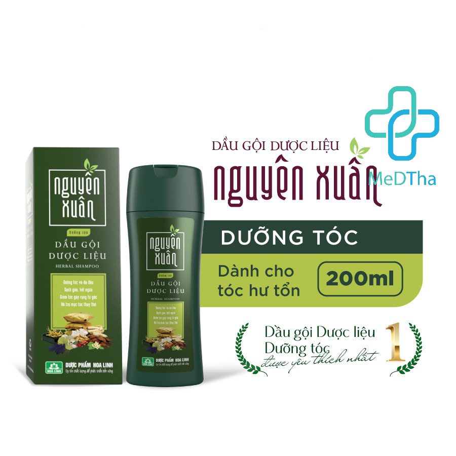 Dầu gội Dược liệu Nguyên Xuân - Dưỡng tóc, giảm rụng tóc, phục hồi hư tổn Dược phẩm Hoa Linh (Chai 250ml)