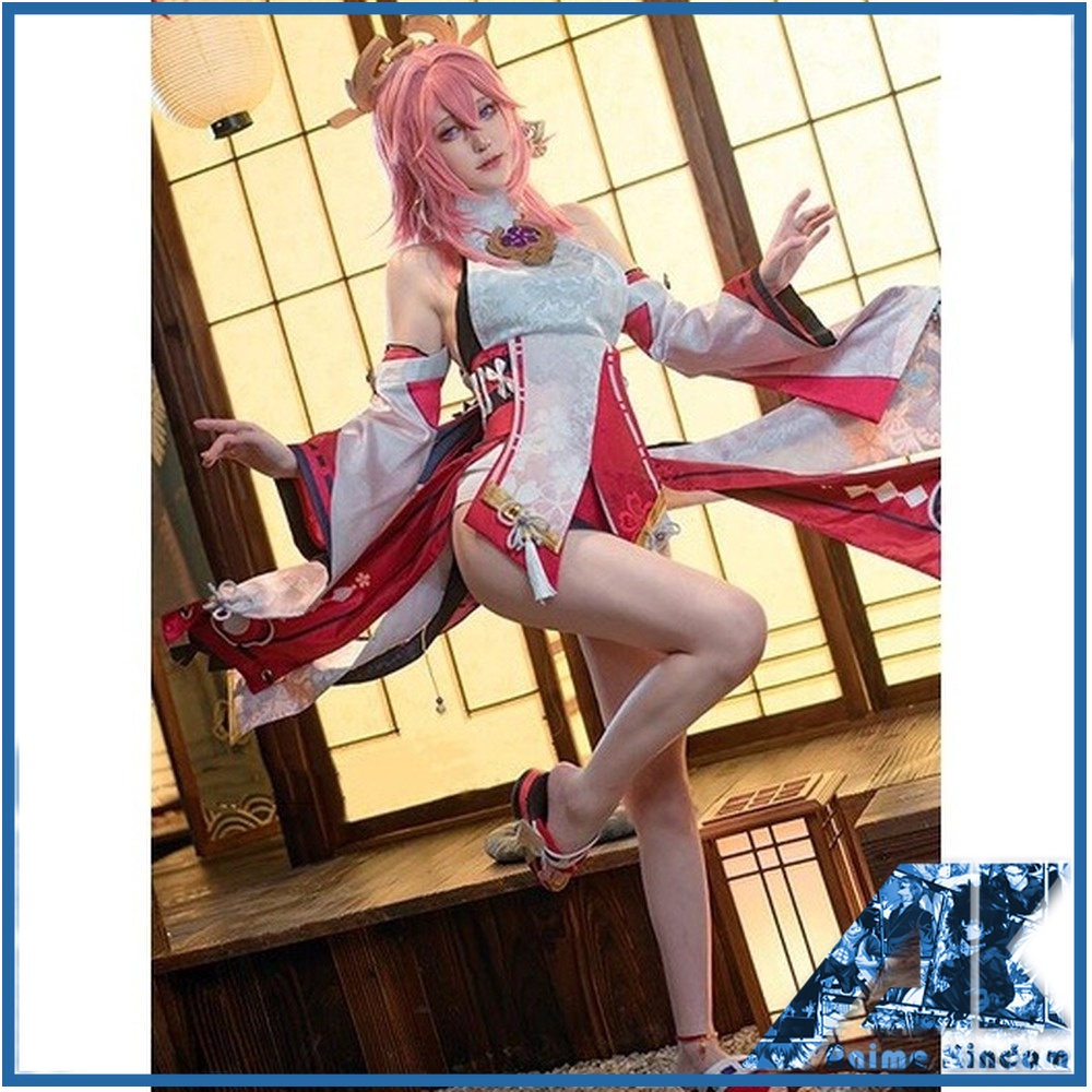 Yae Miko trang phục Cho Nữ Genshin Impact Cosplay Bộ Tóc Giả Hóa Trang Guuji