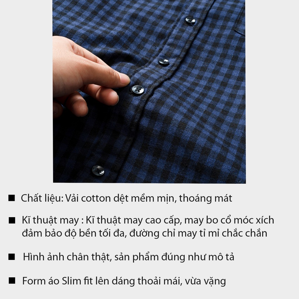 Áo sơ mi nam DOUBLE'D form slim fit họa tiết caro SNVNAVY00 | BigBuy360 - bigbuy360.vn