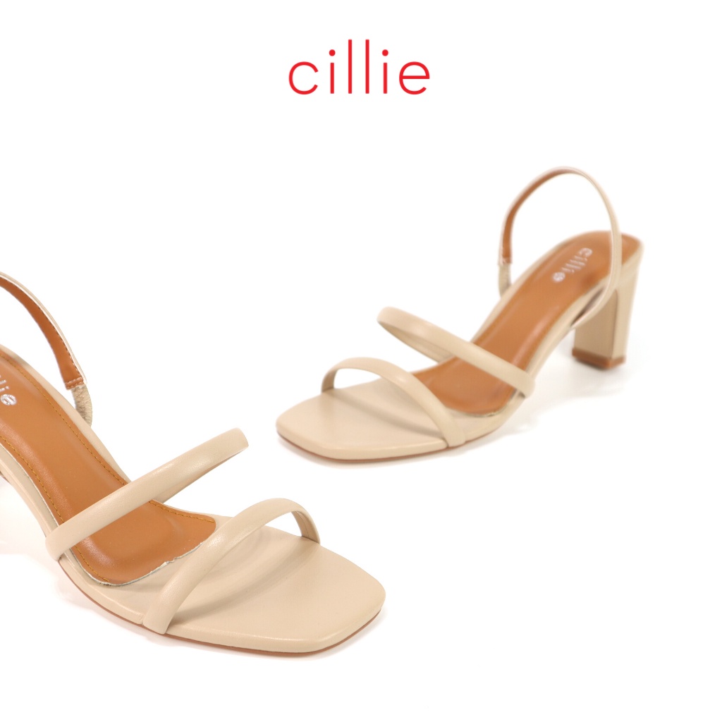 Giày sandal cao gót nữ quai mảnh phối màu mũi vuông gót trụ mang đi làm đi chơi dạo phố Cillie 1166