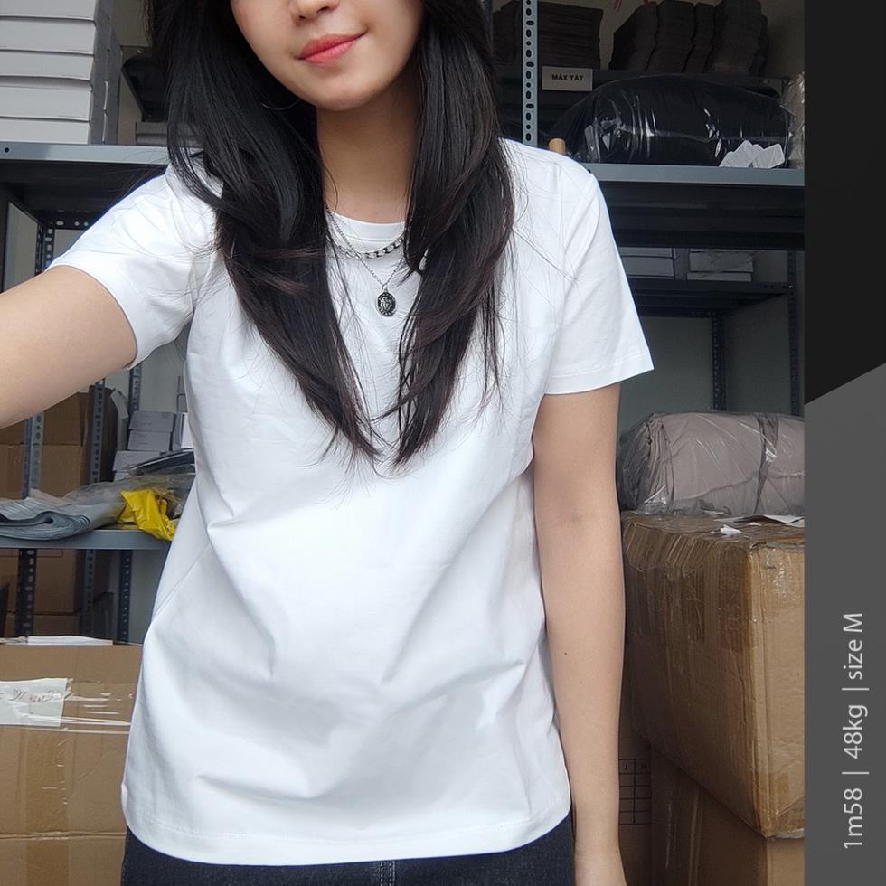 [100% COTTON] Áo Thun Nữ Basic Màu Trắng, Đen, Be, Thấm Hút Thoáng Mát, Co Giãn 4 Chiều, Áo Phông Form Ôm | BigBuy360 - bigbuy360.vn