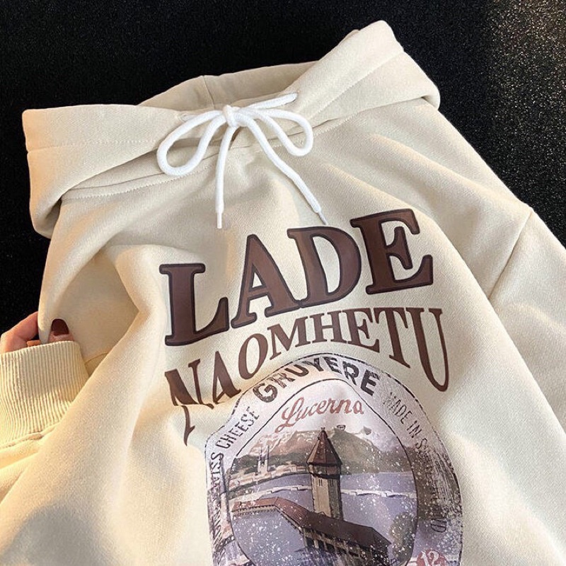 Áo Nỉ Hoodie Mũ 2 Lớp LADE Form To Rộng Unisex Nam Nữ Kiểu Dáng Ulzzang Hàn Quốc