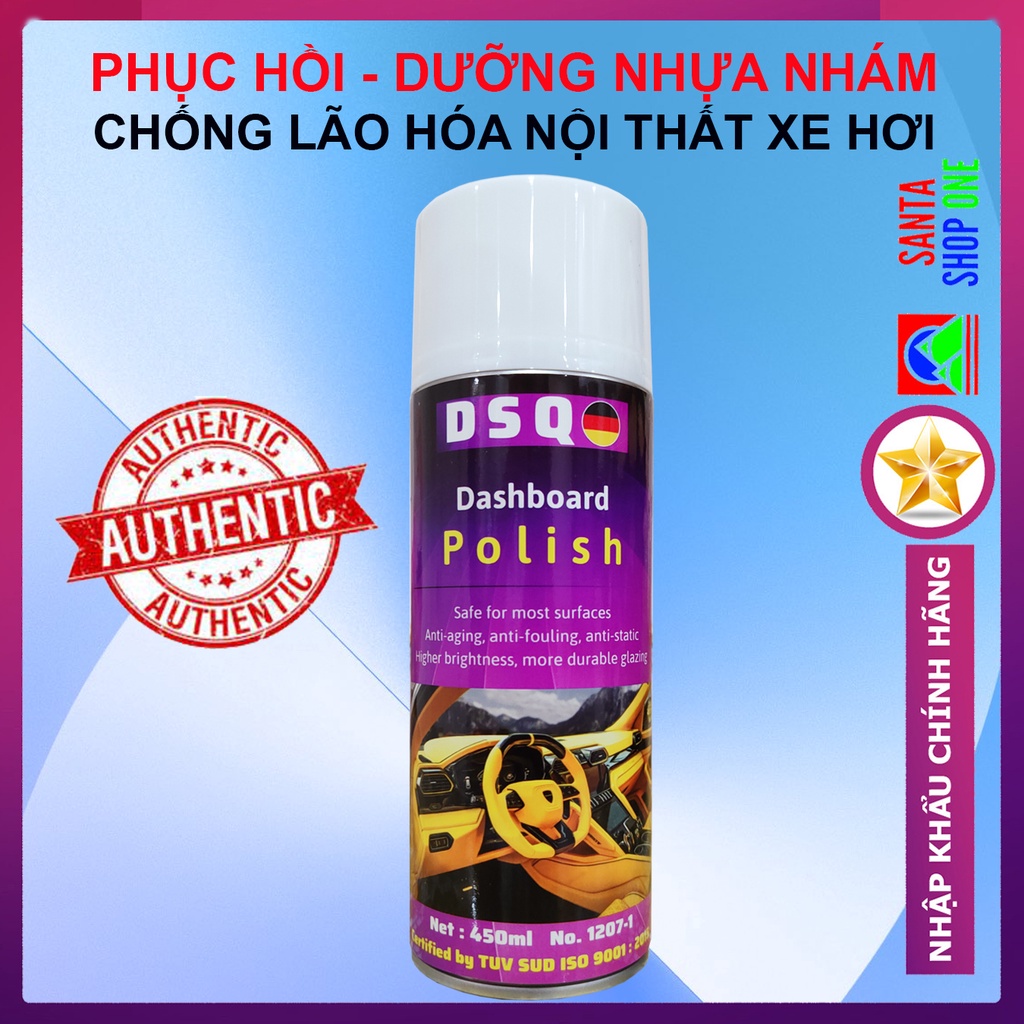 Dưỡng Nhựa Nhám - Phục Hồi Nhựa Nhám - Xịt Bóng Xe - Ghế Da, Taplo, Nội Thất Ô tô Xe Máy - DSQ DB Polish