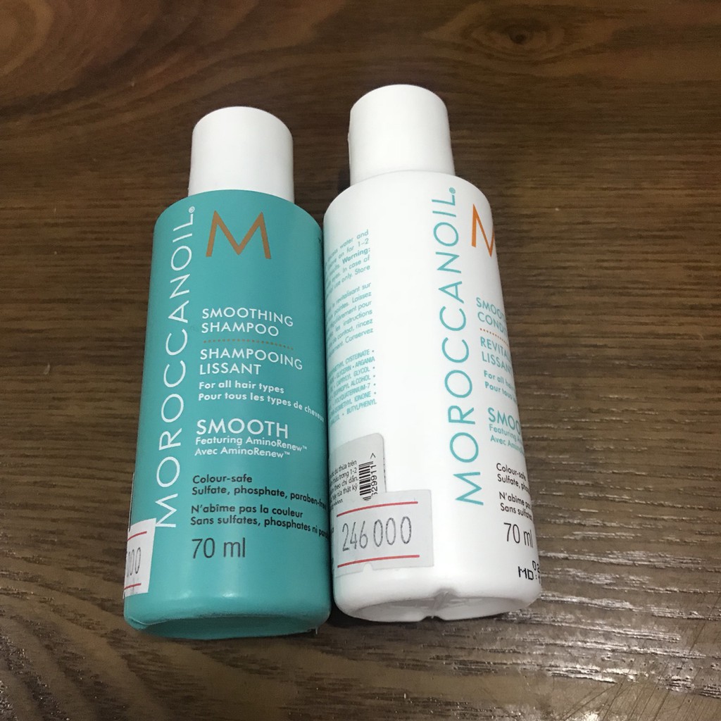Combo Try Me Kit dầu gội xả suôn mượt Moroccanoil Smooth 70mlx2 và tinh dầu Treatment 15ml