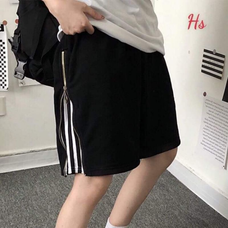XPstore Quần short 3 sọc phối dây kéo Nam Nữ (Ảnh thật)