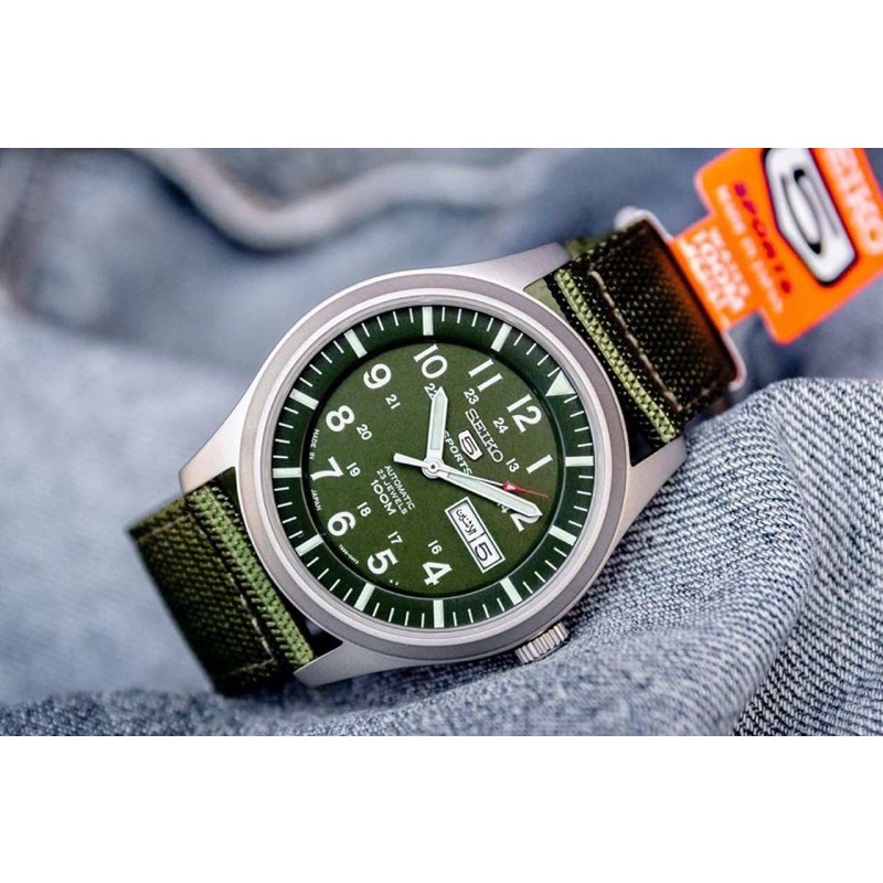 Đồng Hồ Nam Seiko Quân Đội Chính Hãng dây nato bản size 42mm , Máy cơ automatic Nhật bản , kim cọc dạ quang