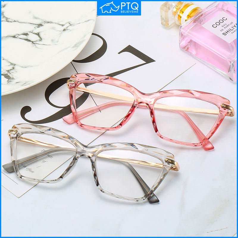 Mắt Kính Gọng Mắt Mèo Nhiều Mặt Trong Suốt Phong Cách Âu Mỹ Cổ Điển Thời Trang Unisex