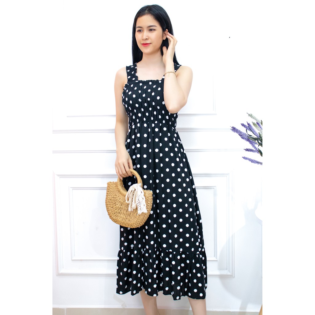 Váy 2 dây dáng suông đuôi cá eo bo thun - Đầm maxi đi biển đi lịch cao cấp -AMYRA VA037 | BigBuy360 - bigbuy360.vn