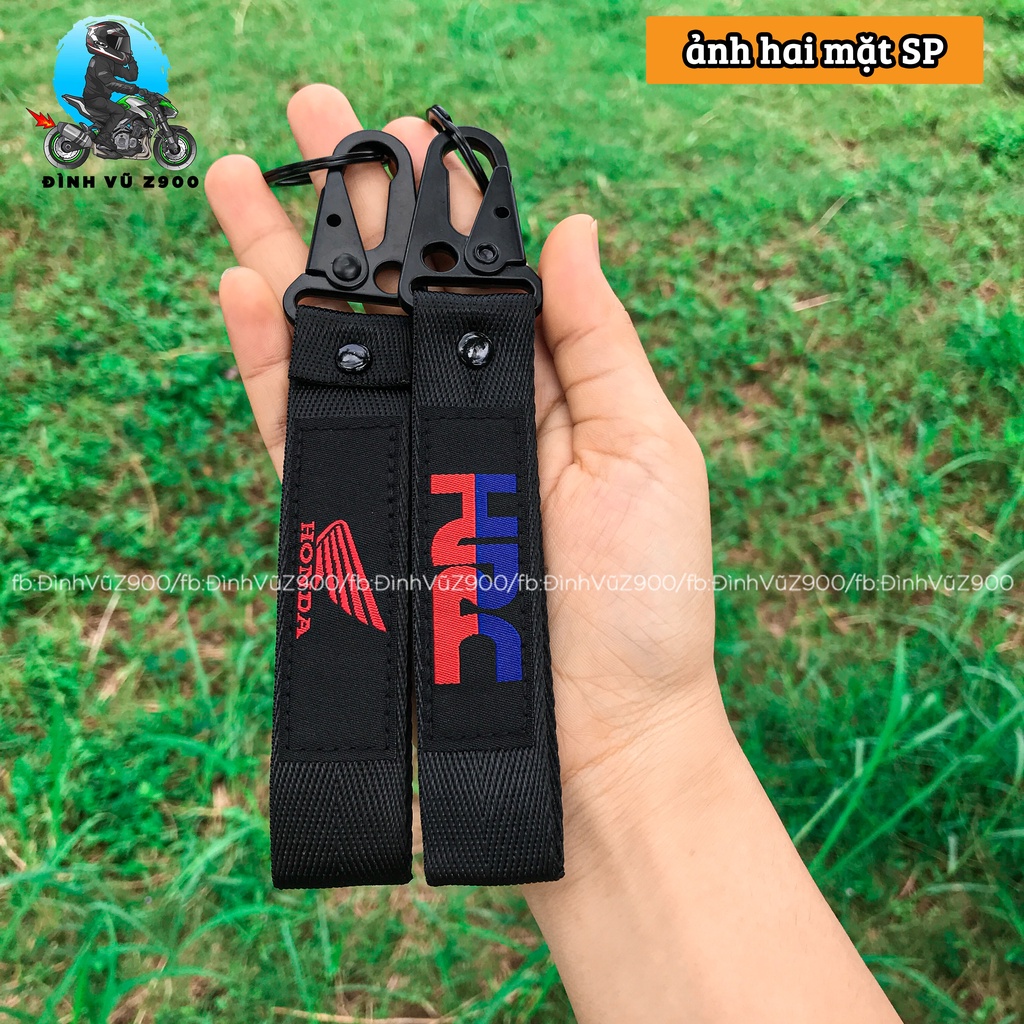 Móc chìa khóa đầu bấm kim loại CHẮC CHẮN, dây vải DÀY DẶN, logo THÊU các hãng xe phân khối lớn