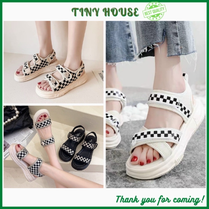 Giày xăng đan nữ đế bánh mì hai quai / Sandal quai chéo raro xinh, Đế cao 5 phân, hàng quảng châu xịn đẹp - Fullbox