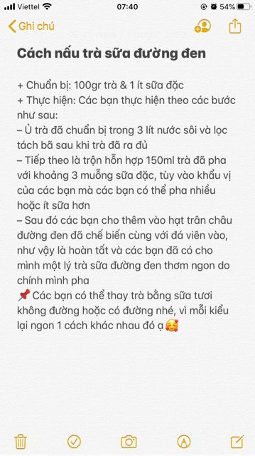 Set trà sữa chân châu đường đen