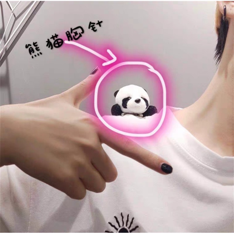 Ghim cài áo hình gấu trúc 3d bằng vải lông dễ thương 22154