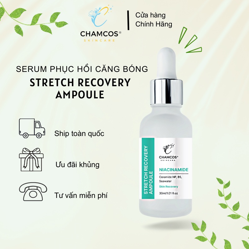 Serum Phục Hồi Căng Bóng Stretch Recovery Chamcos 30Ml Dưỡng Ẩm Dưỡng Trắng Giúp Da Cang Bóng Mềm Mịn