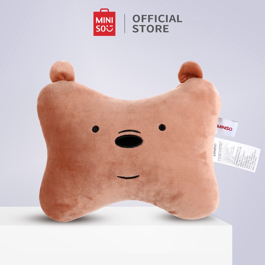 gối cổ gối kê Gối tựa đầu hình xương họa tiết gấu nâu Miniso Bare Bears Plush 200g