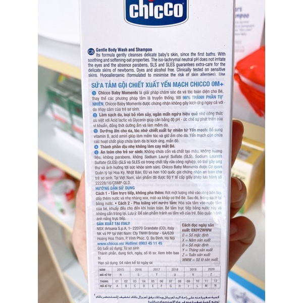 [ Hàng Mới Về ] Sữa tắm gội Chicco 0m+