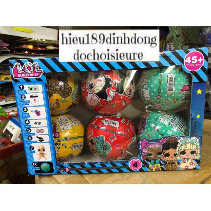 Hộp đồ chơi 6 quả trúng LOL phụ kiện và búp bê (ảnh thật) (màu sắc vỏ trứng thay đổi tùy đợt hàng về)