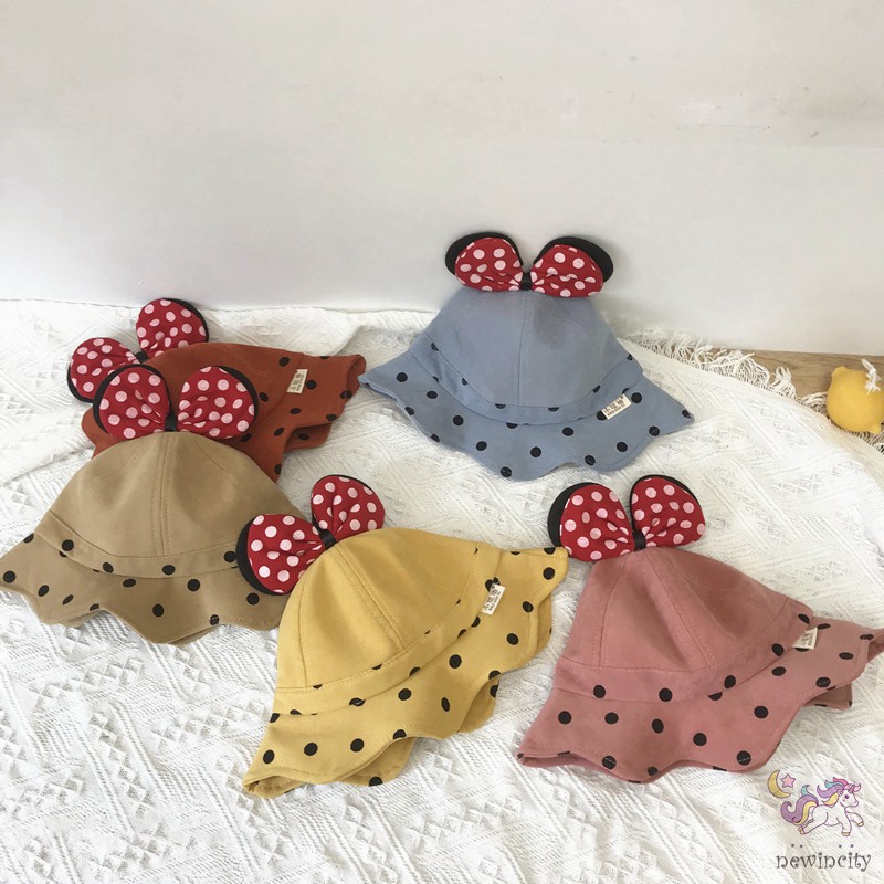 Mũ đính nơ in họa tiết hoạt hình phong cách Hàn Quốc đáng yêu cho bé trai và gái
