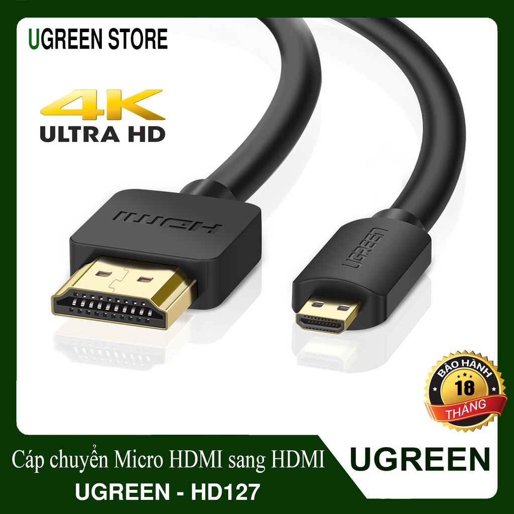 Cáp chuyển Micro HDMI sang HDMI - Hỗ trợ HDR 4K ,3D - UGREEN HD127