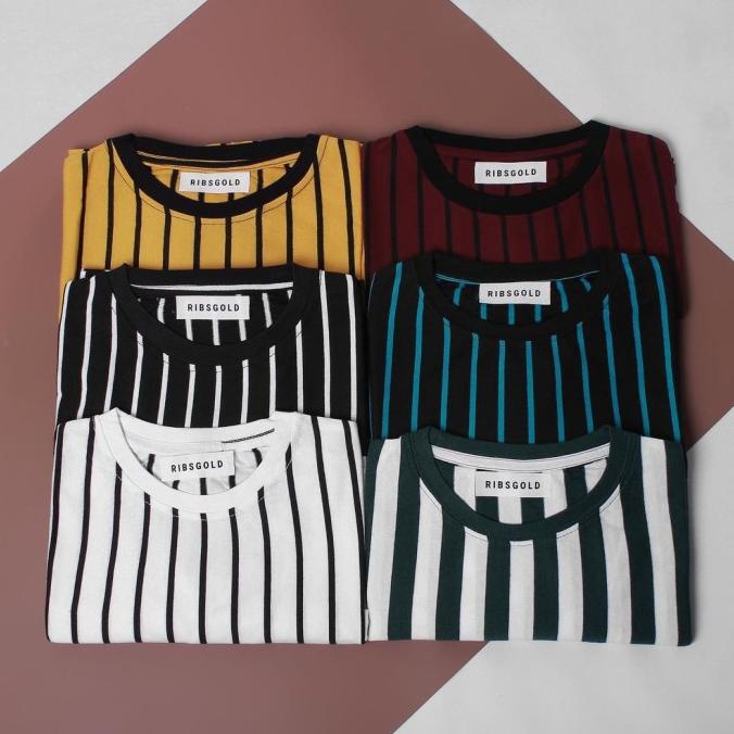 Ribs Gold Áo Sơ Mi Sọc Dọc Cao Cấp / Áo Thun Đường Kẻ Dọc