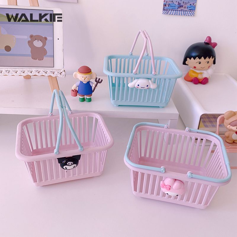 Giỏ Đựng Đồ Mua Sắm Bằng Nhựa In Họa Tiết Hoạt Hình Kuromi Cinnamoroll My Melody Dễ Thương Để Bàn Tiện Dụng