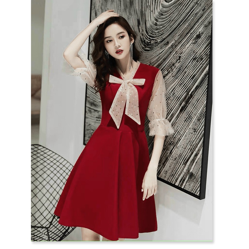 ĐẦM XÒE NỮ DỰ TIỆC PHỐI LƯỚI NƠ TIỂU THƯ ĐÀI CÁC