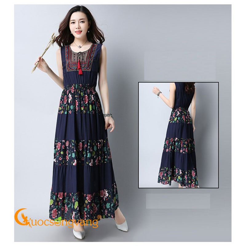 Váy đầm dài kiểu bohemian váy đầm suông maxi GLV140 Cuocsongvang