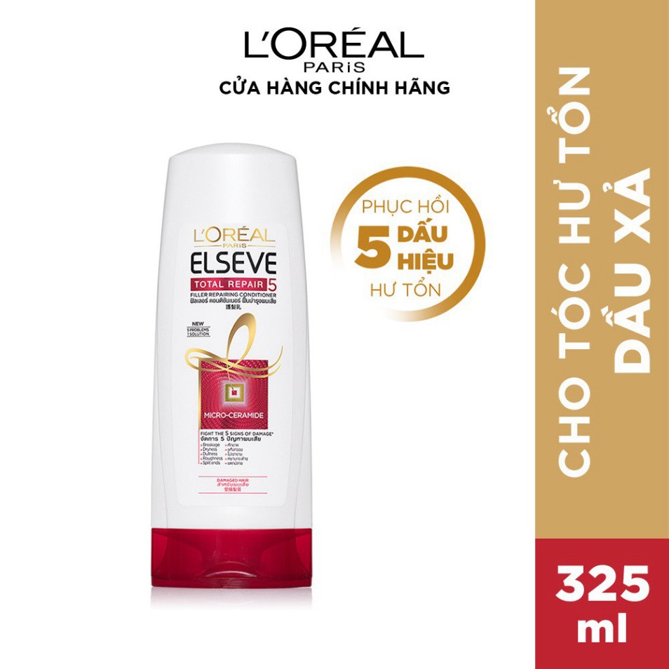 Dầu Xả Phục Hồi Tóc Hư Tổn L'oreal Paris Elseve Total Repair 5 Repairing Conditioner 165ml/325ml Hàng Chính Hãng