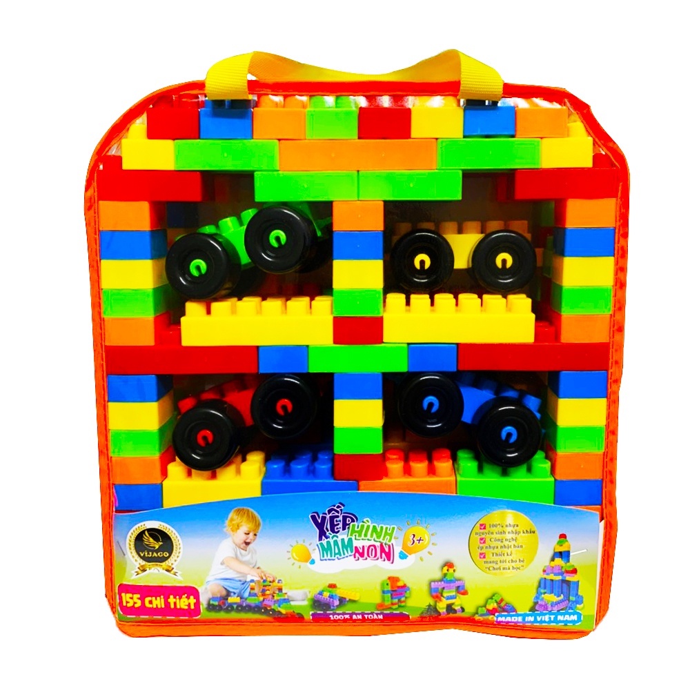 Bộ Xếp Hình Mầm Non 155 Chi Tiết Vijago Việt Nam Giúp Bé Sáng Tạo - Chất Liệu An Toàn