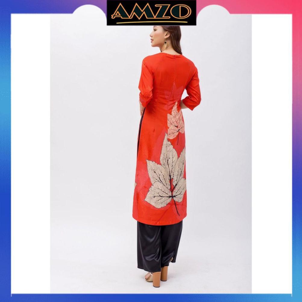 Áo Dài Cách Tân, Áo Dài Nữ Gấm Lụa Màu Đỏ In Hình Chiếc Lá. | BigBuy360 - bigbuy360.vn