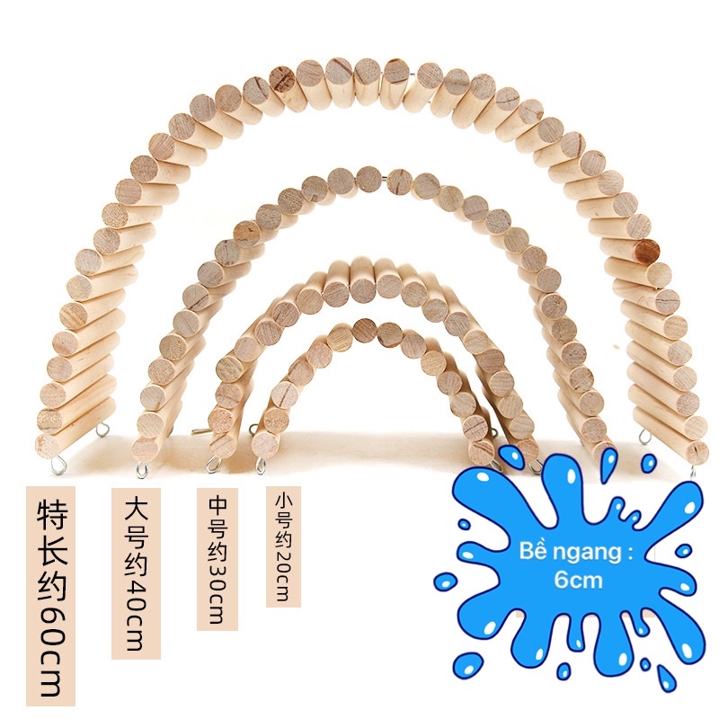 Thang gỗ uốn. Vật dụng trang trí chuồng hamster/sóc/ chim vẹt