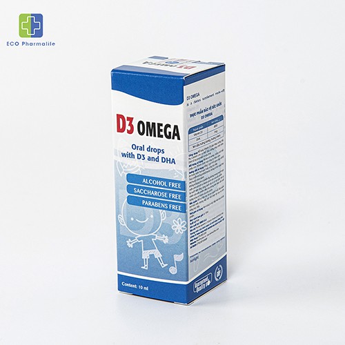 Siro D3 Omega 10 ml- Bổ sung Vitamin D3 và DHA giúp tăng cường hấp thu Canxi và phát triển trí não ở trẻ