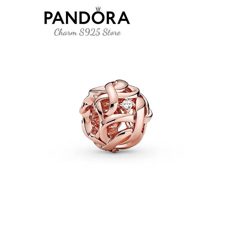 charm pan xỏ ngang đan sợi vàng hồng bạc s925