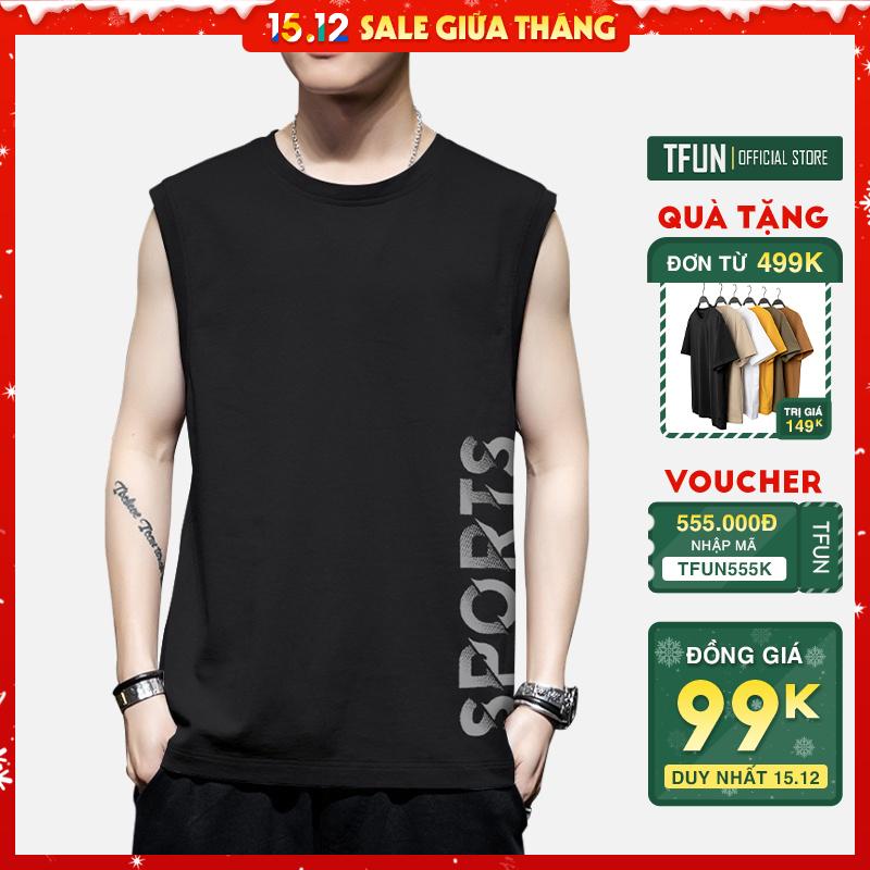 Áo 3 lỗ nam TFUN Áo thun nam ba lỗ thể thao mã "KC-W" cổ tròn Tank Top lót form rộng nách tập gym co giãn mùa hè thu