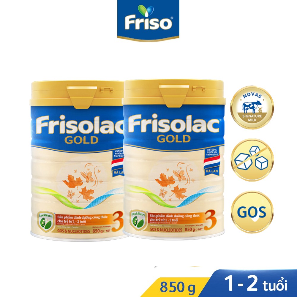 Combo 2 lon Sữa Bột Frisolac Gold 3 850g/lon