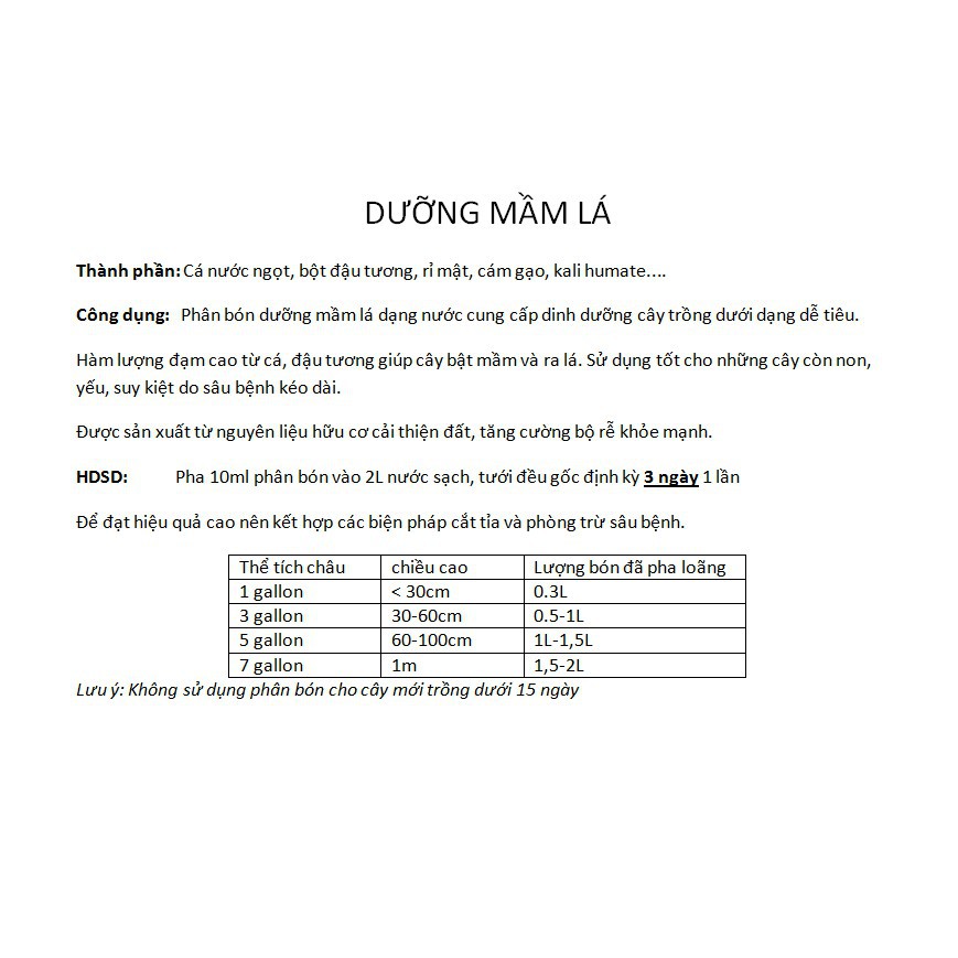 ~  1 LÍT PHÂN MẦM LÁ  - Dùng để kích thích ra nụ, đâm chồi nảy mầm tăng trưởng giúp cây hồng phát triển tươi tốt, mạnh k