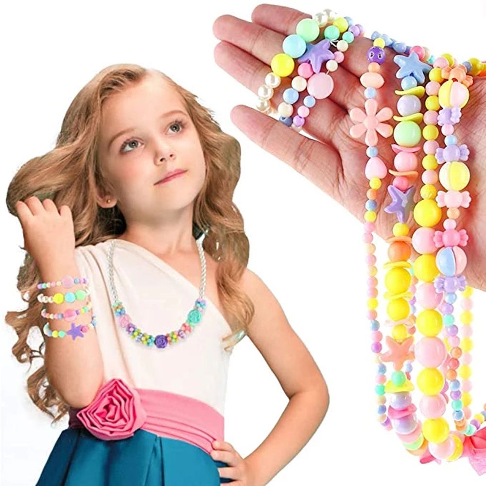 YIYU Set phụ kiện hạt xỏ lỗ làm vòng tay đồ thủ công cho bé gái DIY tùy chọn số lượng và kiểu dáng