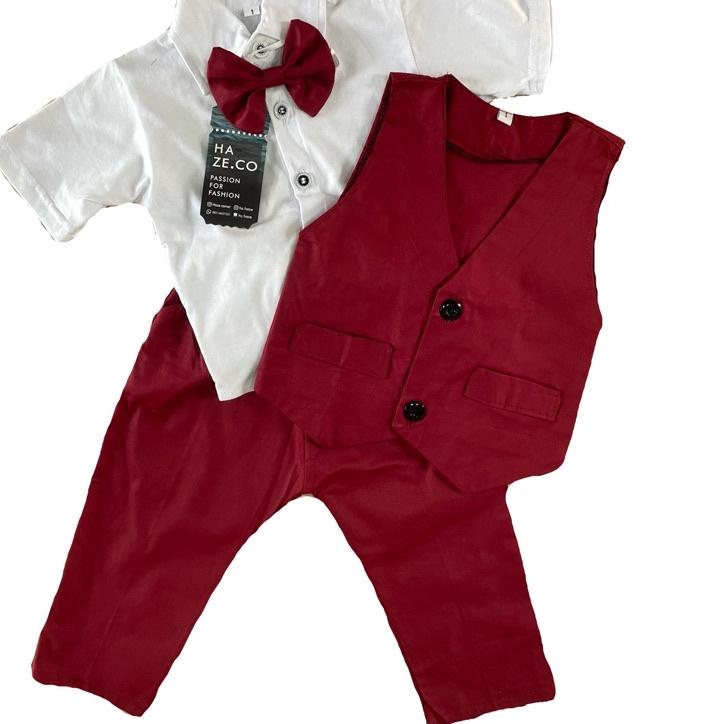Bộ Áo Sơ Mi + Cà Vạt + Áo vest Màu Nâu/Xám/Nâu/Xám/Nâu/Xám/Đen N7VJH Làm Quà Tặng Sinh Nhật Cho Bé 2 3 4 5 6 7 8 9 10 Tuổi