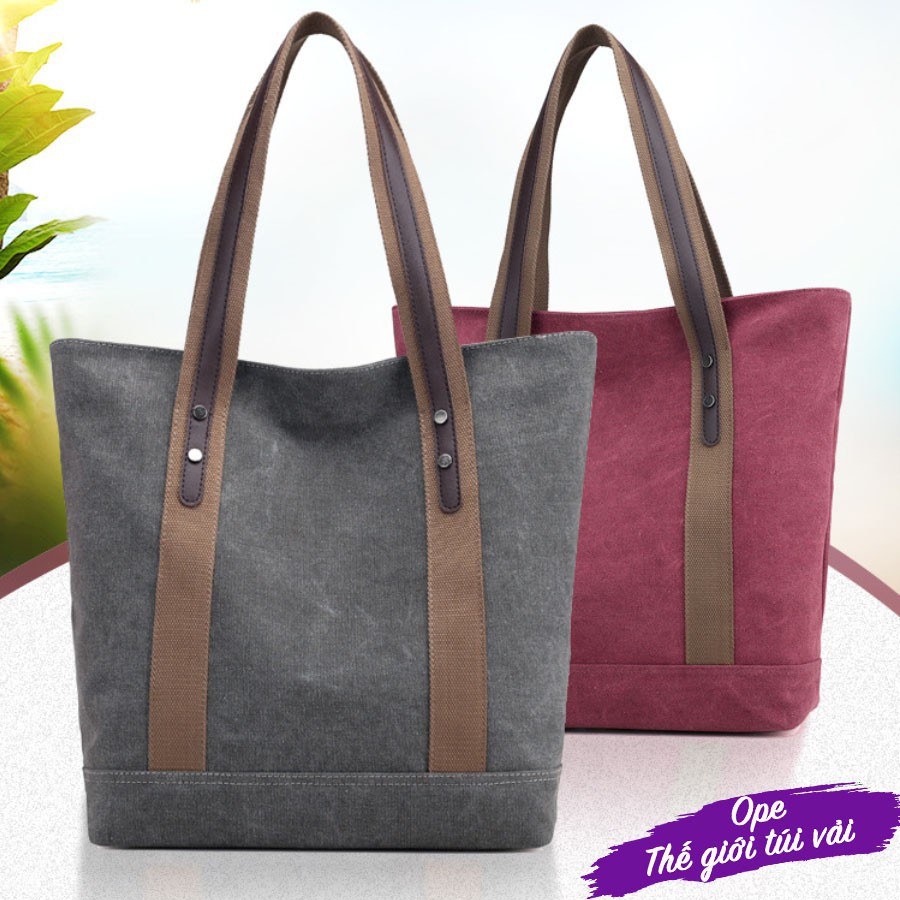 Túi tote canvas chất vải bố cao cấp, &lt;br&gt;túi tote vải có khoá kéo chắc chắn phù hợp đi làm, đi học