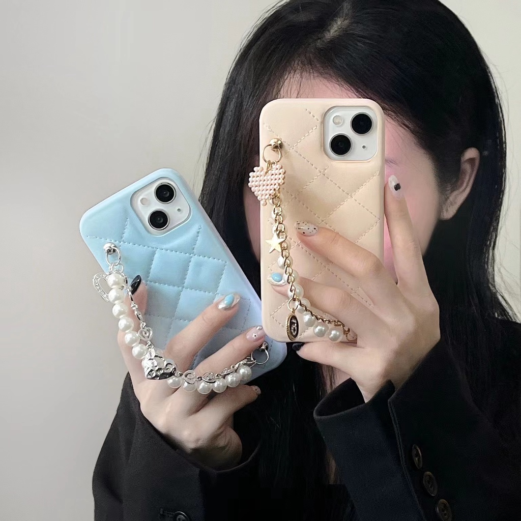 Ốp Điện Thoại Tpu Silicon Mềm Chống Sốc Phối Dây Đeo Ngọc Trai Dành Cho iphone 11 12 13Pro Max XS Max X XS XR