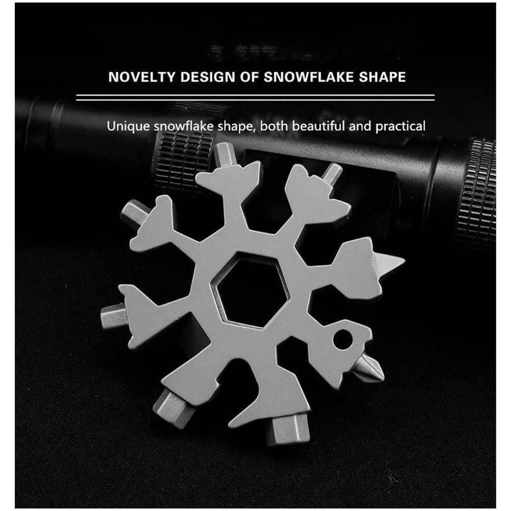 Cờ lê 18 trong 1 kiểu hoa tuyết bằng thép không gỉ nhỏ gọn đa năng