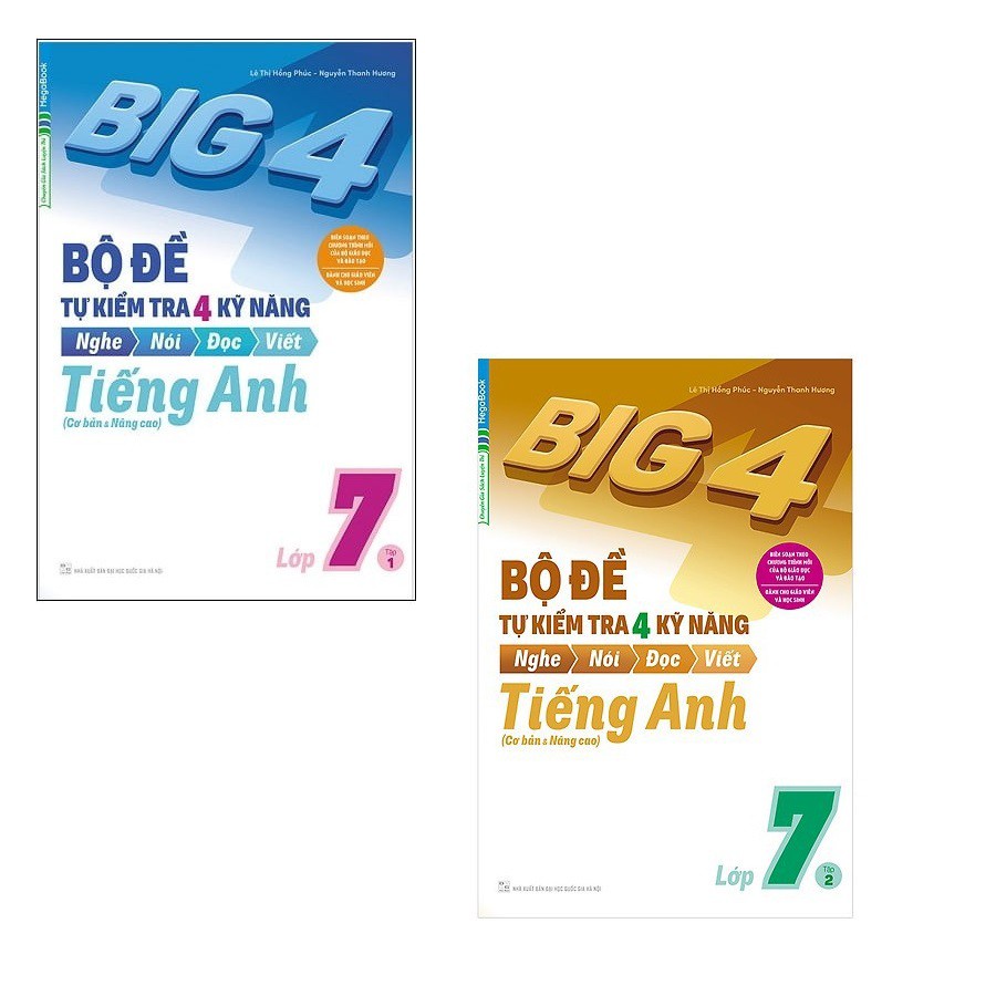 Sách Combo Big 4 Bộ Đề Tự Kiểm Tra 4 Kỹ Năng Nghe – Nói – Đọc – Viết (Cơ Bản và Nâng Cao) Tiếng Anh Lớp 7 ( 2 Tập)