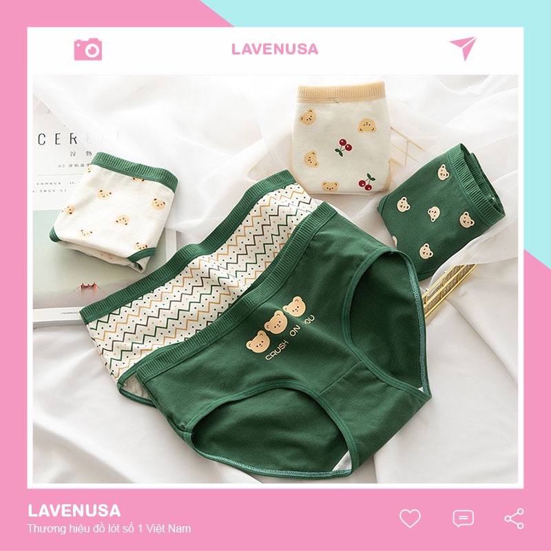 Quần lót nữ kháng khuẩn mềm mại Cotton hình gấu dễ thương LAVENUSA QL37
