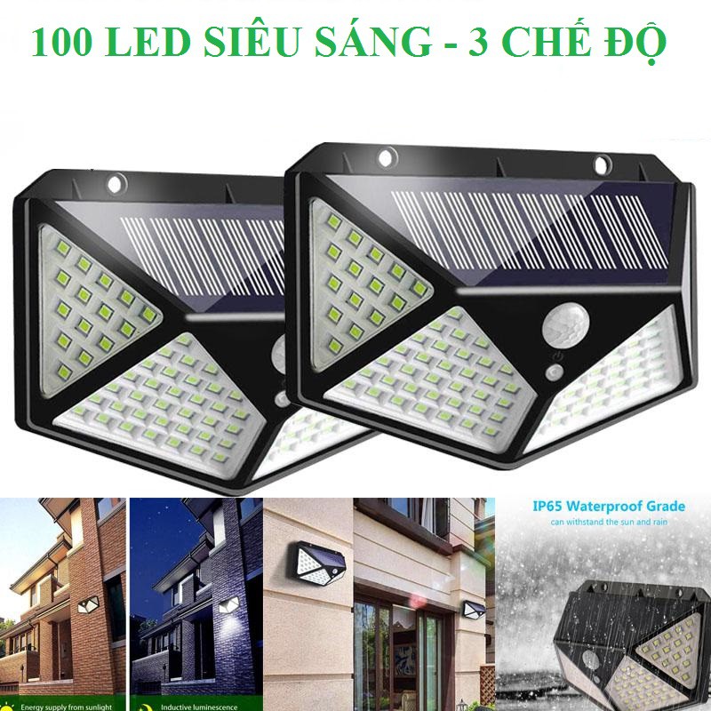 Đèn cảm ứng hồng ngoại Đèn năng lượng mặt trời 100LED  led siêu sáng chống nước loại 1 3 chế độ