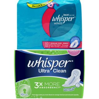 Băng vệ sinh Whisper siêu mỏng cánh gói 10 miếng, băng vệ sinh whisper dày cánh gói 10 miếng