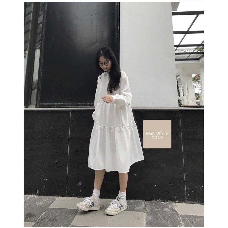 [ Mã FAMAYWA2 giảm 10K đơn 50K] [FREESHIP 50K] Váy sơ mi babydoll tầng tay dài ulzang | BigBuy360 - bigbuy360.vn