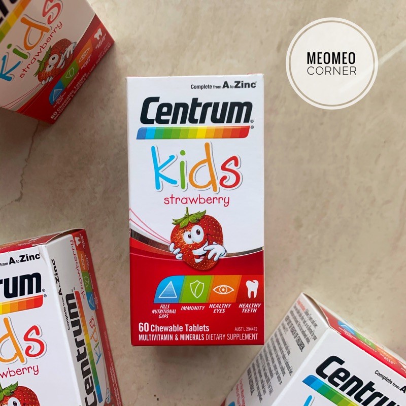 Kẹo nhai Centrum Kids 60 viên vị dâu cho bé từ 3 tuổi