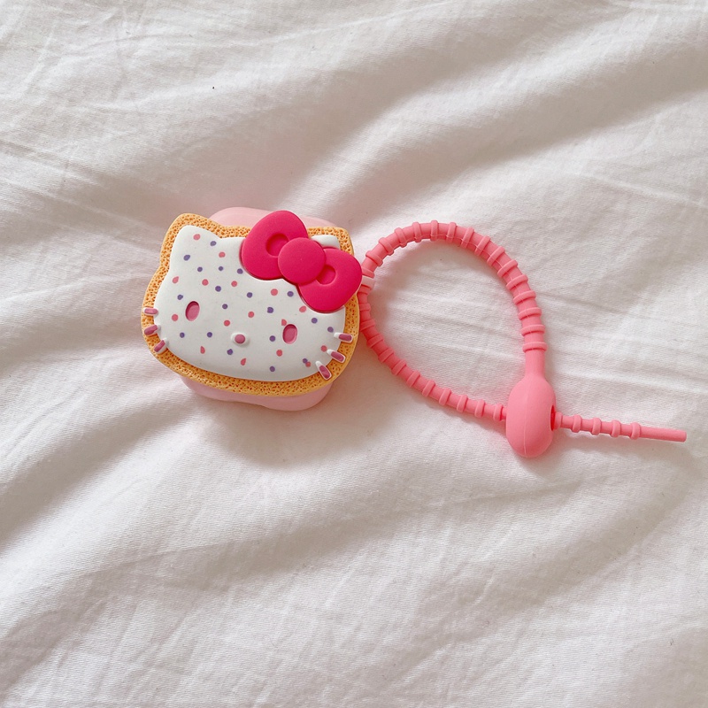 Vỏ Bảo Vệ Hộp Sạc Tai Nghe AirPods 2 1 3 Pro Hình Mèo Hello Kitty 3D Dễ Thương