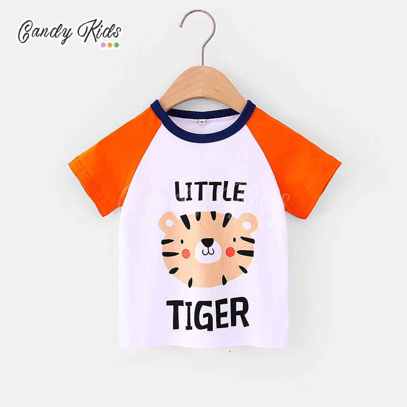 Áo Thun Tay Ngắn Chất Cotton Hoạ Tiết Hoạt Hình Cho Bé 1-8 Tuổi