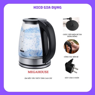 Ấm điện đun nước siêu tốc thủy tinh 1500W Megahouse 1.8L