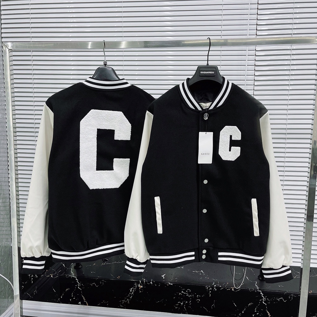 Áo Khoác BoomBer Nam Thêu Hình Cực Chất - Áo Khoác BoomBer Nam Chất Vải Dạ Tay Da 2 Lớp DT STORE MENWEAR